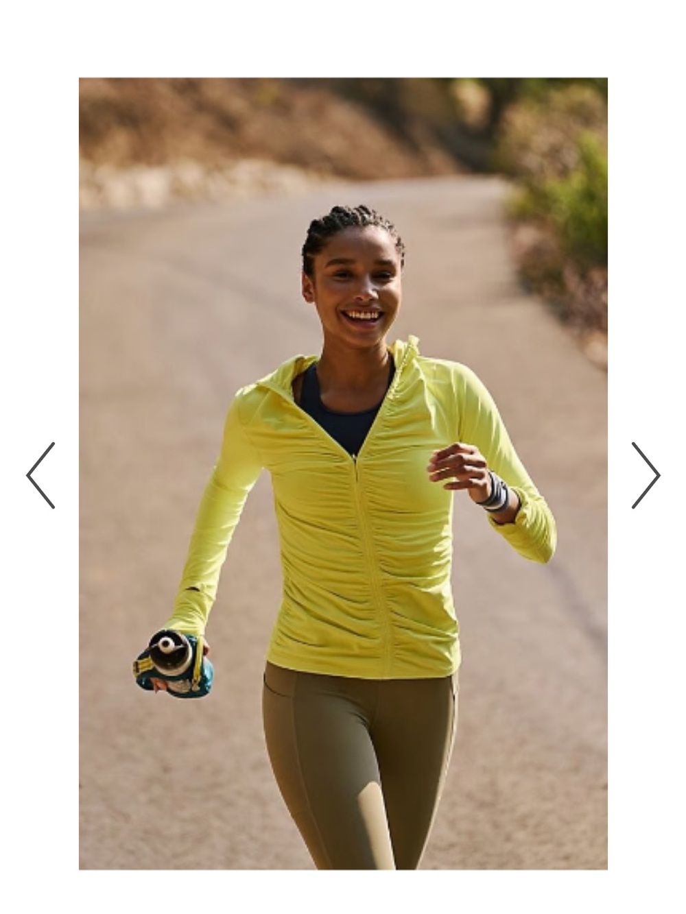 Free People Neon Yellow Ruched Zip-Front Jacket